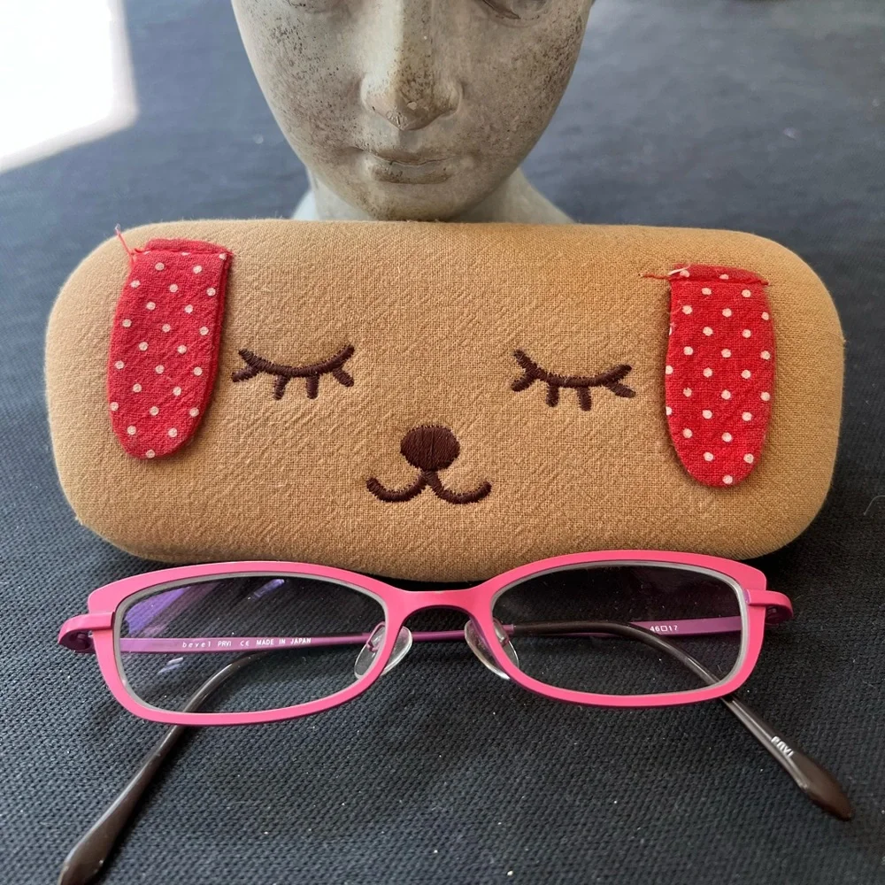 Bevel Eyeglasses Debbie Pink Berry Frame Case Japan 46-17 Titanium Vintage Y2K